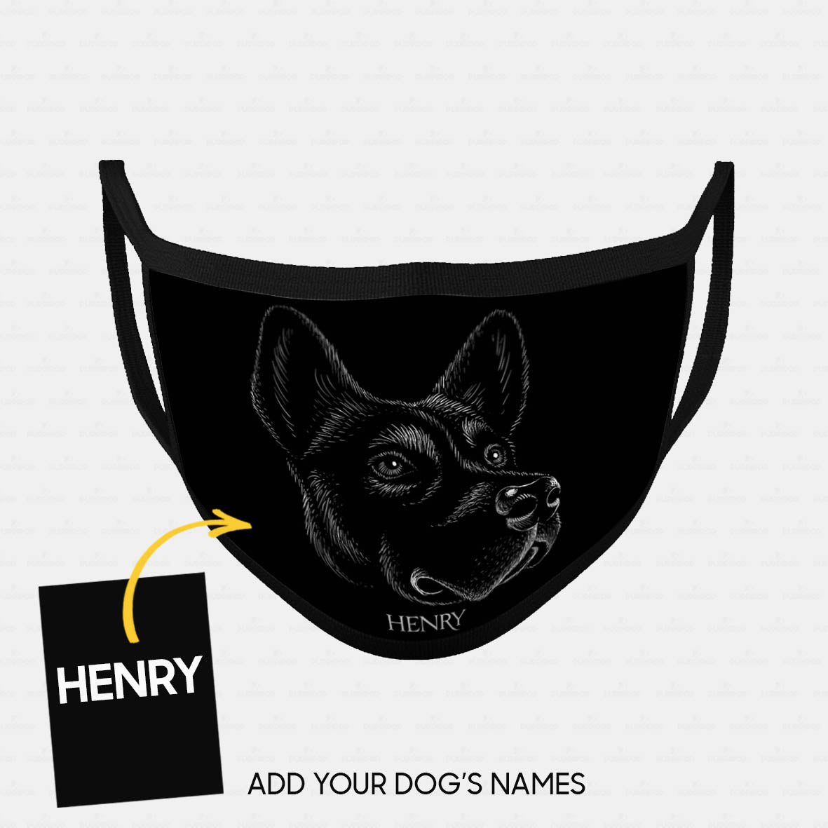 Personalized Dog Gift Idea - All Black Dog With Longer Ears For Dog Lovers - Cloth Mask