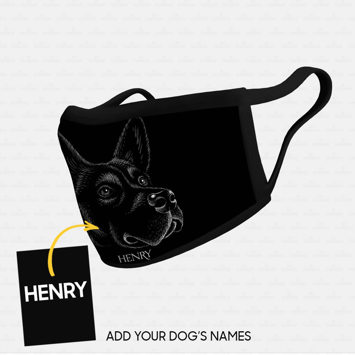 Personalized Dog Gift Idea - All Black Dog With Longer Ears For Dog Lovers - Cloth Mask