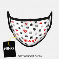Thumbnail for Personalized Dog Gift Idea - Red And White Paws For Dog Lovers - Cloth Mask