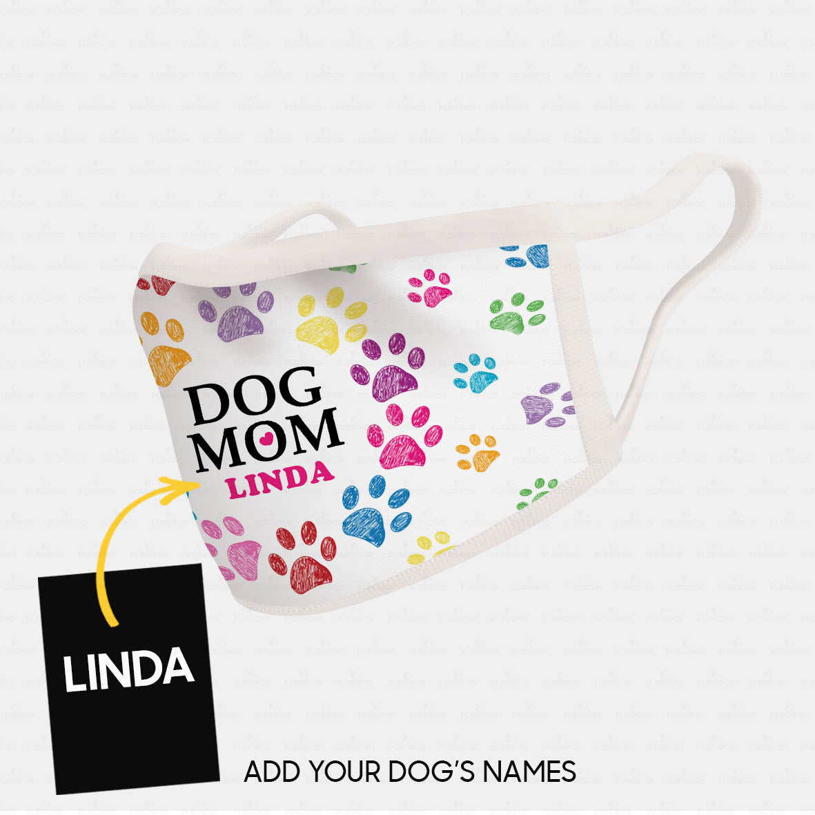 Personalized Dog Gift Idea - Dog Mom Colorful Paws For Dog Lovers - Cloth Mask