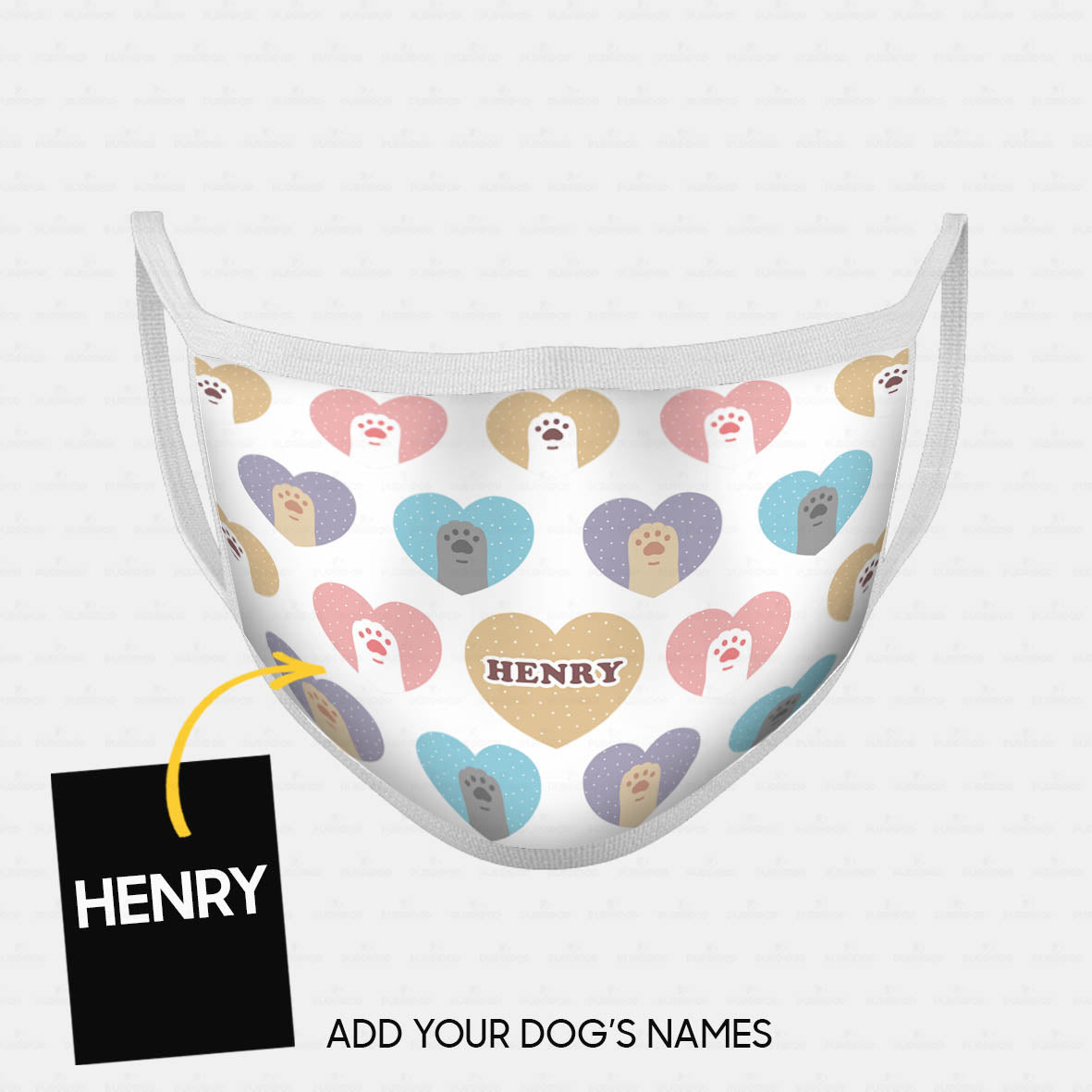 Personalized Dog Gift Idea - Colorful Paws In Colorful Hearts On White For Dog Lovers - Cloth Mask