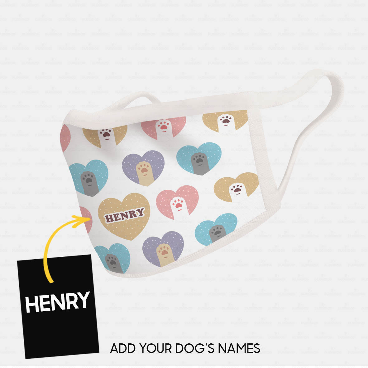 Personalized Dog Gift Idea - Colorful Paws In Colorful Hearts On White For Dog Lovers - Cloth Mask
