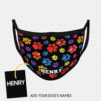 Thumbnail for Personalized Dog Gift Idea - Colorful Paws Like Flowers For Dog Lovers - Cloth Mask