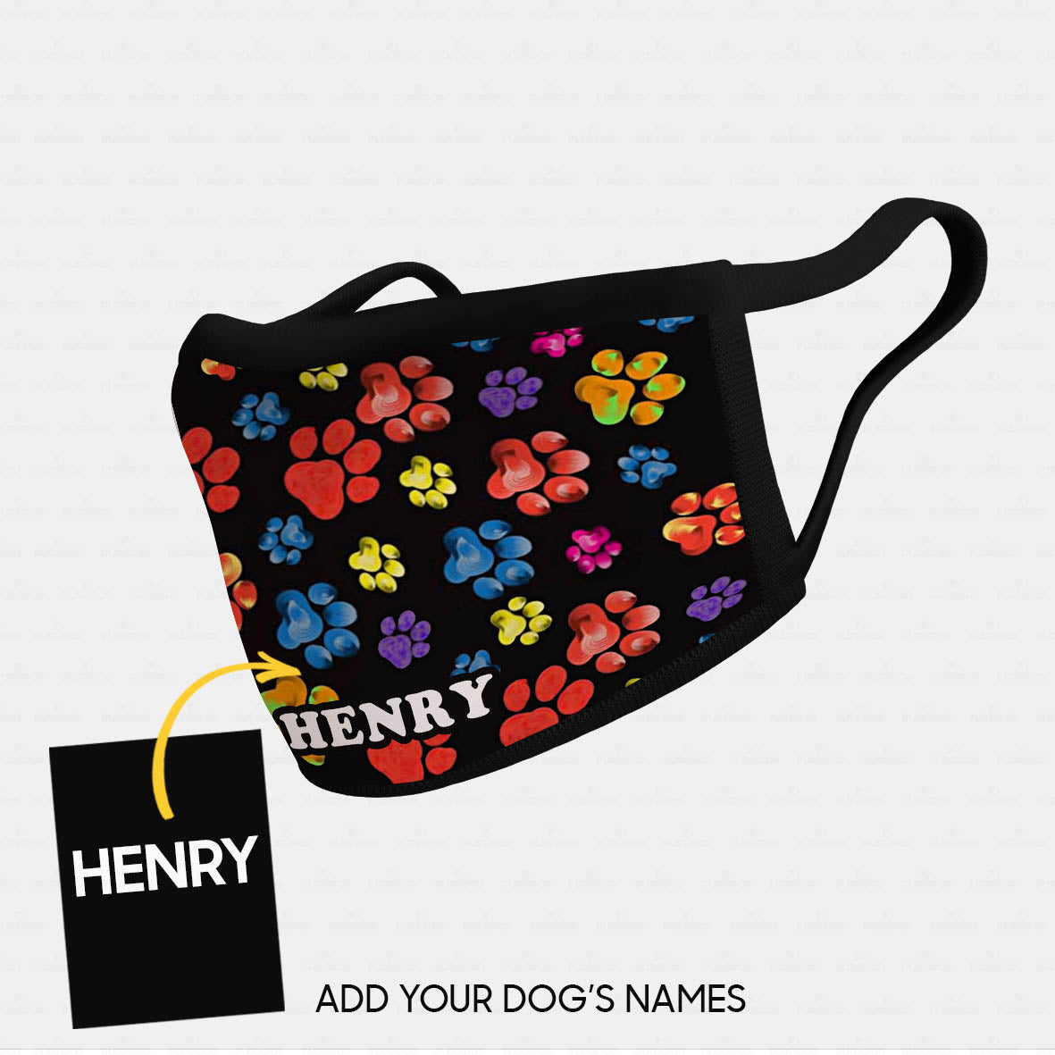 Personalized Dog Gift Idea - Colorful Paws Like Flowers For Dog Lovers - Cloth Mask