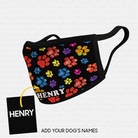 Thumbnail for Personalized Dog Gift Idea - Colorful Paws Like Flowers For Dog Lovers - Cloth Mask