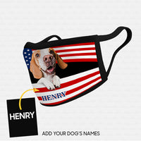 Thumbnail for Personalized Dog Gift Idea - Dog With Brown Long Ears In American Flag For Dog Lovers - Cloth Mask