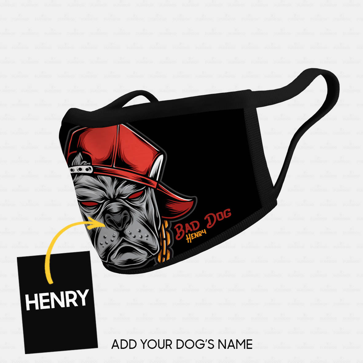 Personalized Dog Gift Idea - Bad Dog With Red Hat For Dog Lovers - Cloth Mask