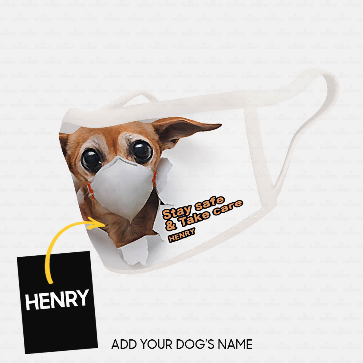 Personalized Dog Gift Idea - Round Eyes Dog Wearing Mask For Dog Lovers - Cloth Mask