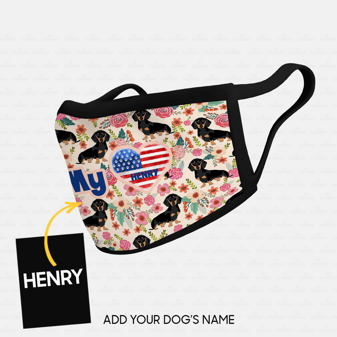 Personalized Dog Gift Idea - Dachshund In A Flower Garden For Dog Lovers - Cloth Mask