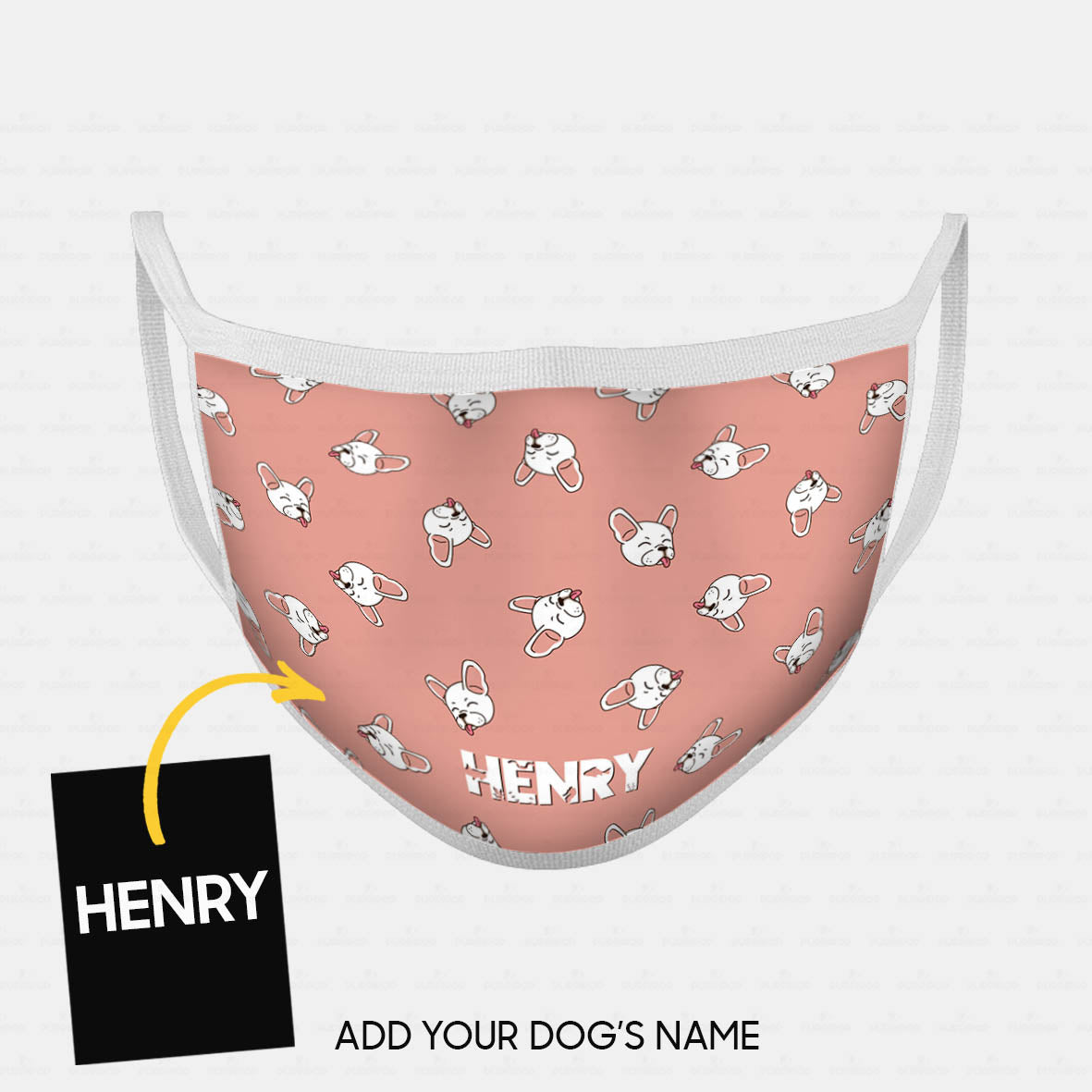 Personalized Dog Gift Idea - Bull With Tongue Out On Pink For Dog Lovers - Cloth Mask