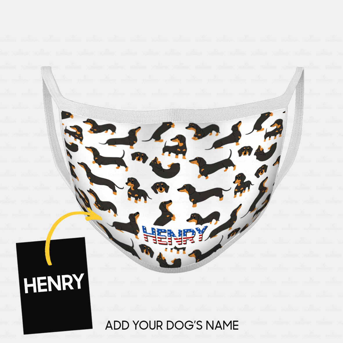 Personalized Dog Gift Idea - Lots Of Dachshund On White For Dog Lovers - Cloth Mask