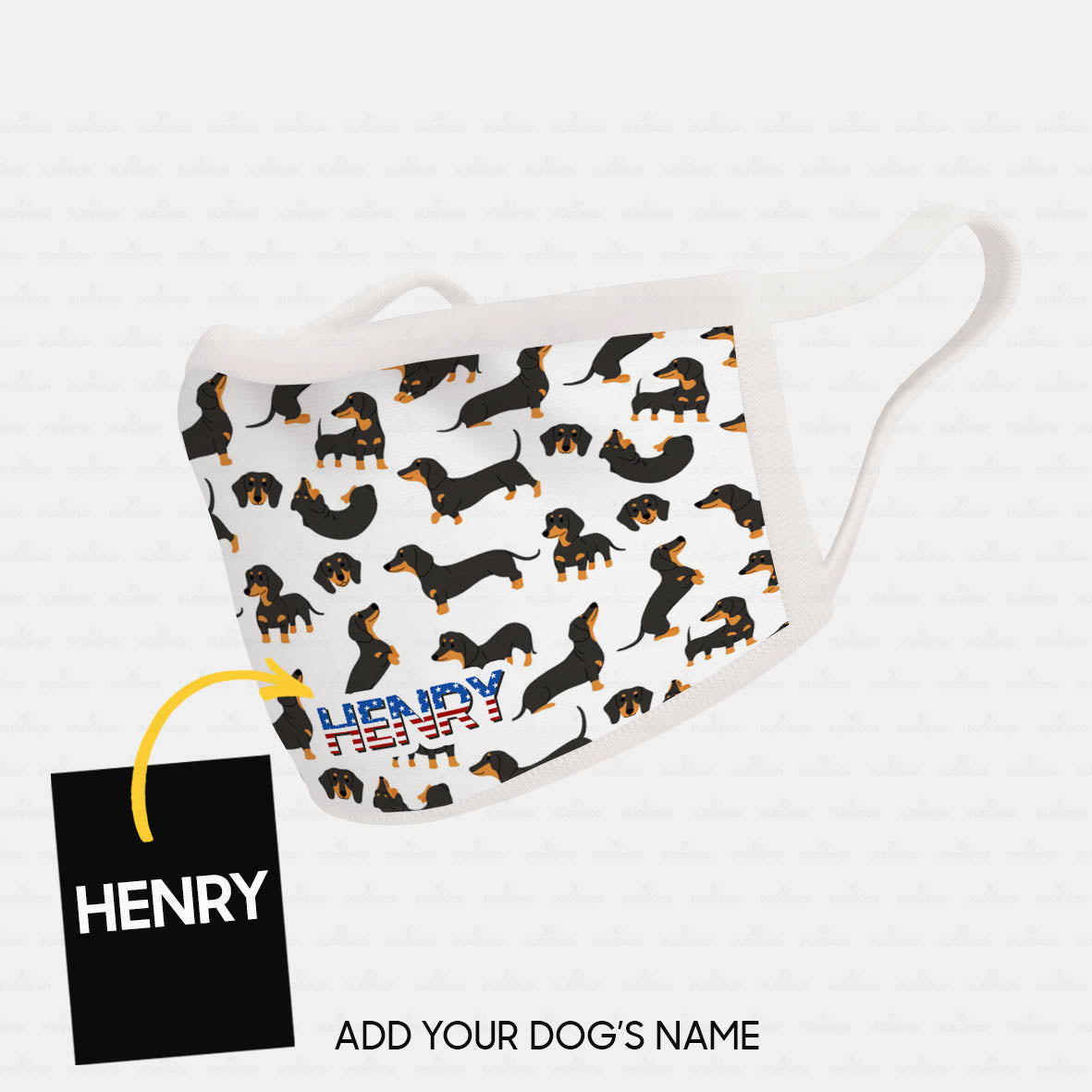 Personalized Dog Gift Idea - Lots Of Dachshund On White For Dog Lovers - Cloth Mask