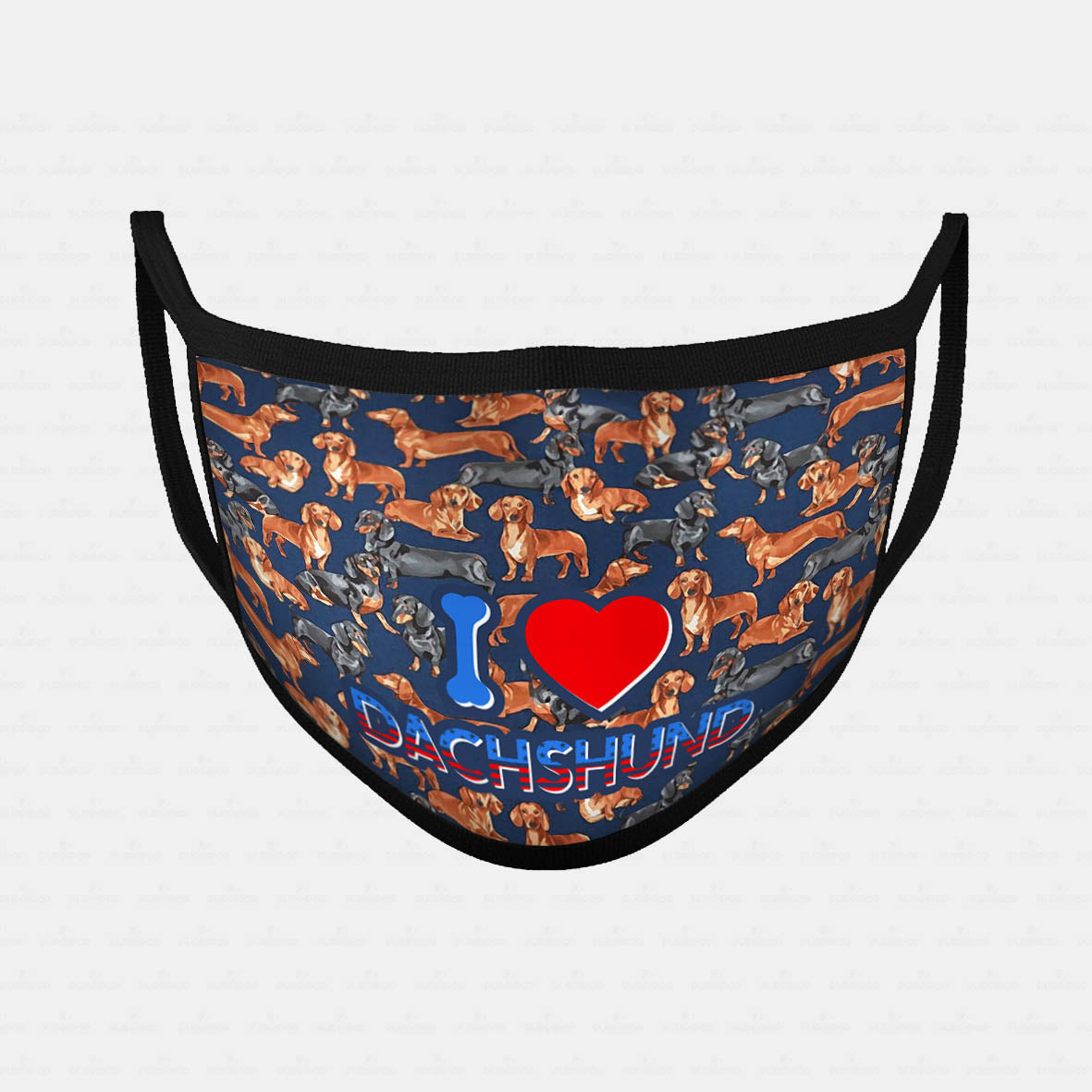 Dog Gift Idea - I Love Dachshund On Blue For Dog Lovers - Cloth Mask