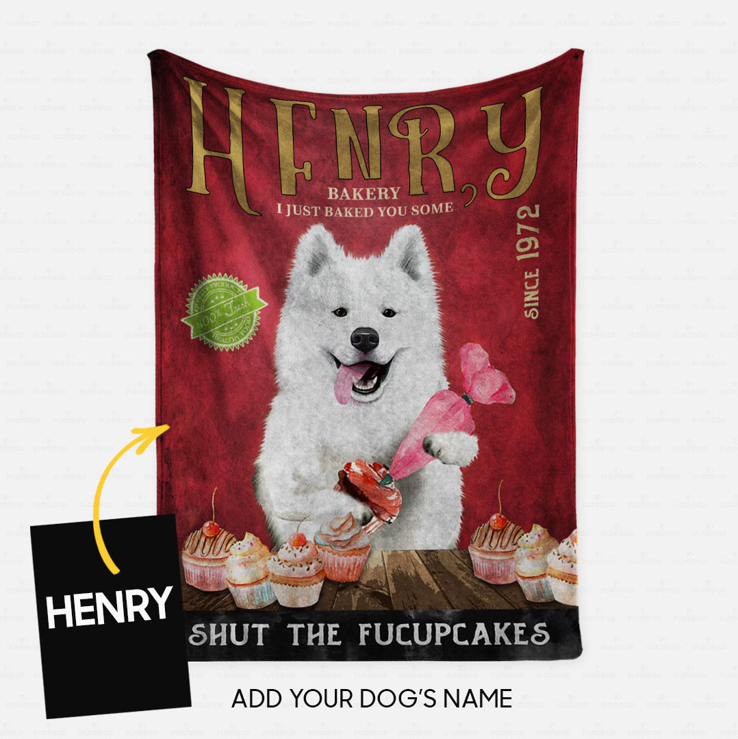 Personalized Dog Blanket Gift Idea - Samoyed Fucupcakes For Dog Lover - Fleece Blanket