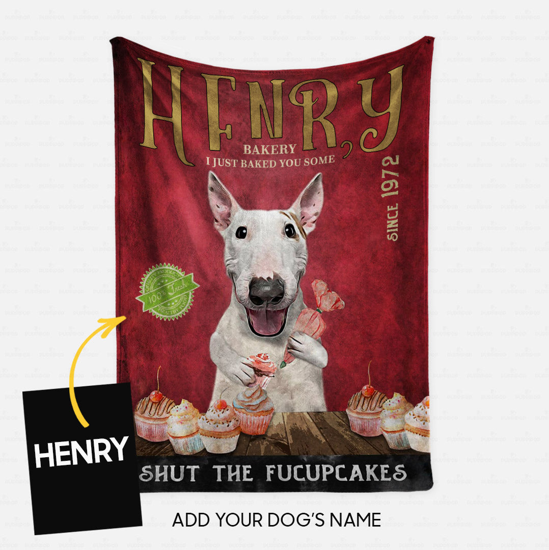 Personalized Dog Blanket Gift Idea - Bull Terrier Fucupcakes For Dog Lover - Fleece Blanket
