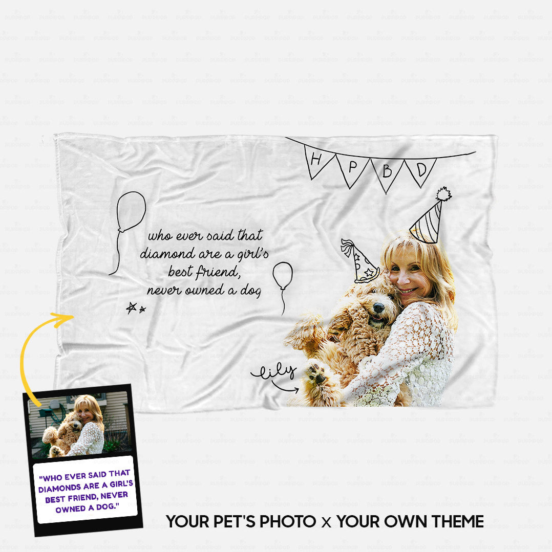 Personalized Gift Blanket Line Art For Pet Lover - Cute Sketching - Fleece Blanket