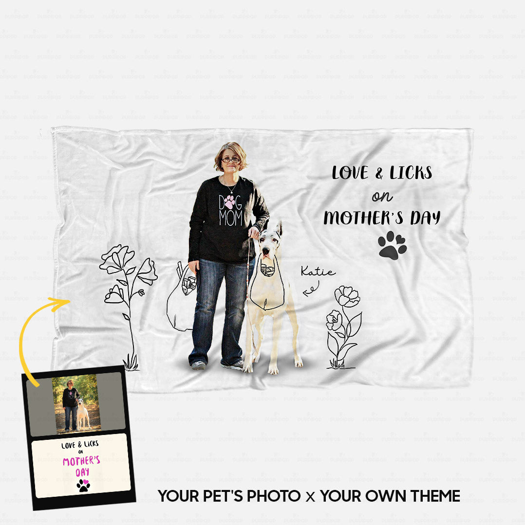 Personalized Gift Blanket Line Art For Pet Lover - Cute Sketching - Fleece Blanket