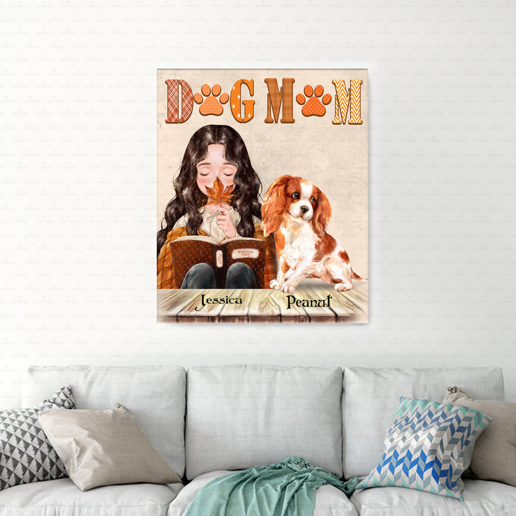 Personalized Dog Gift Canvas For Mom - Dog Mom Reading - Matte Canvas