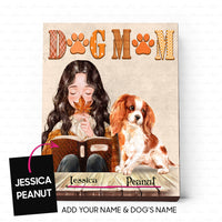 Thumbnail for Personalized Dog Gift Canvas For Mom - Dog Mom Reading - Matte Canvas