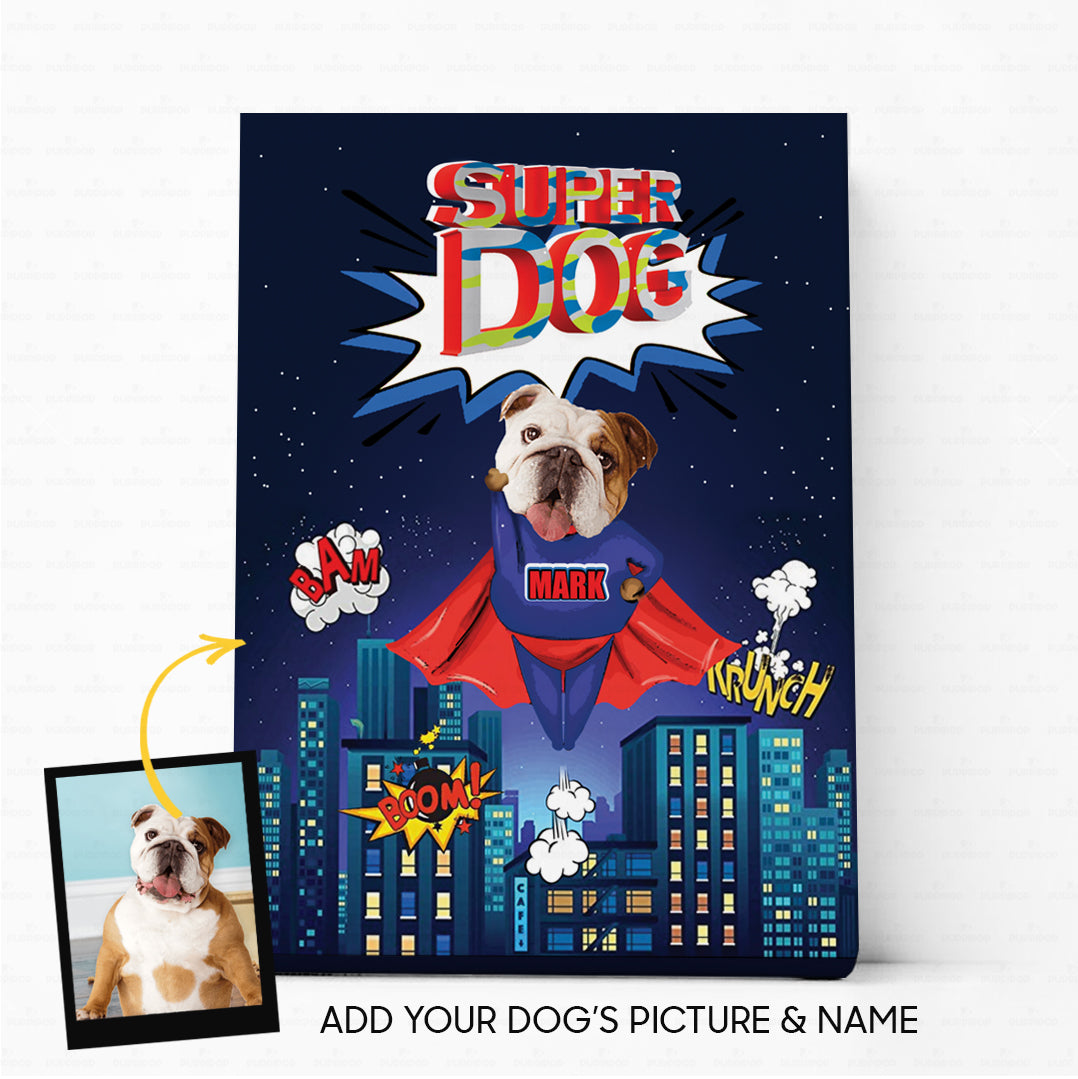 Custom Dog Canvas Gift Idea - Personalized Superhero English Bulldog For Dog Lover - Matte Canvas