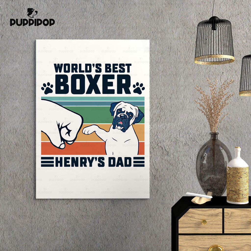 Custom Dog Canvas - Personalized World's Best Boxer Dad Gift For Dad - Matte Canvas