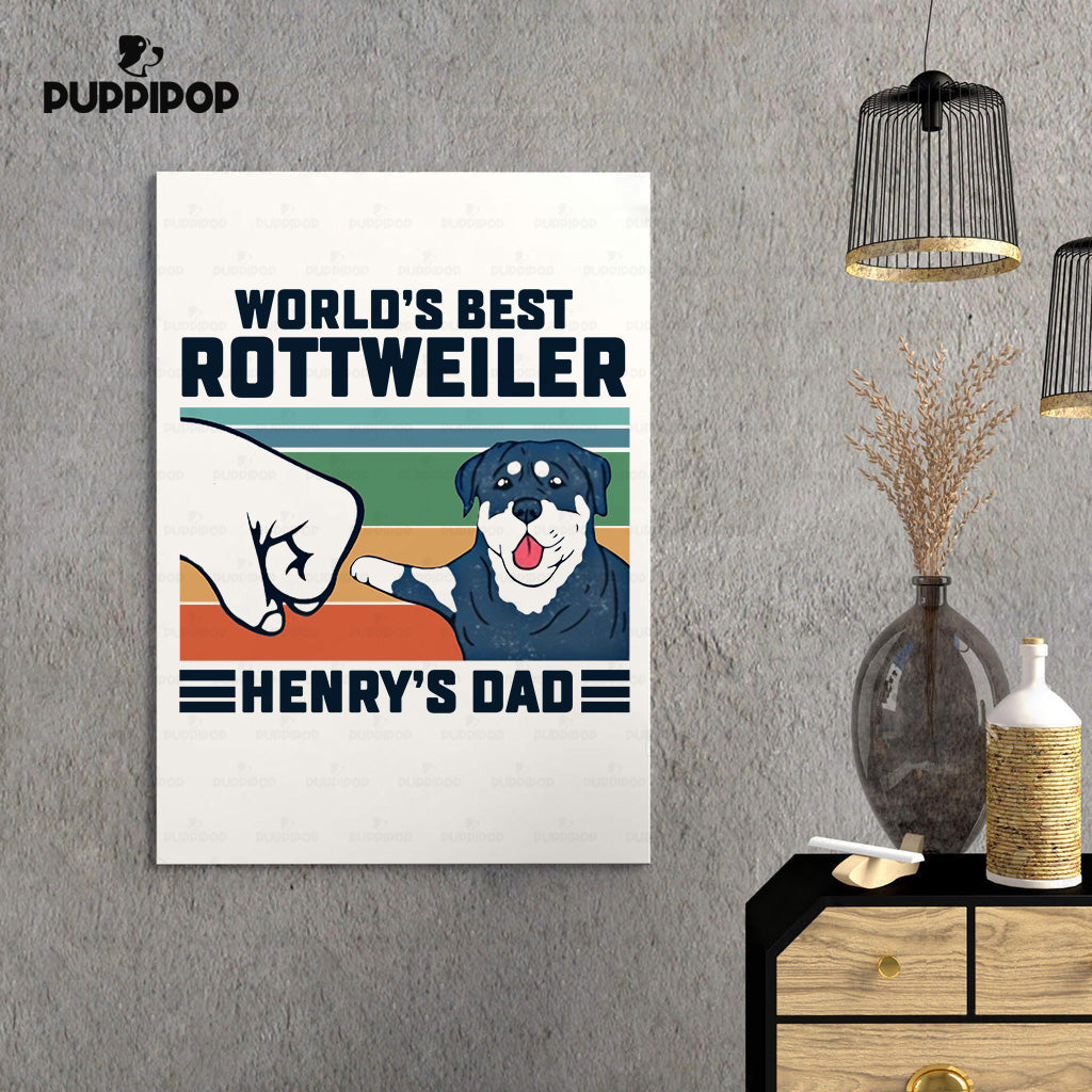 Custom Dog Canvas - Personalized World's Best Rottweiler Dad Gift For Dad - Matte Canvas