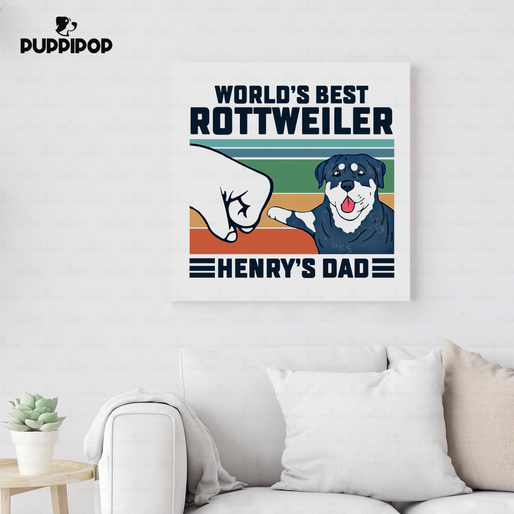 Custom Dog Canvas - Personalized World's Best Rottweiler Dad Gift For Dad - Matte Canvas