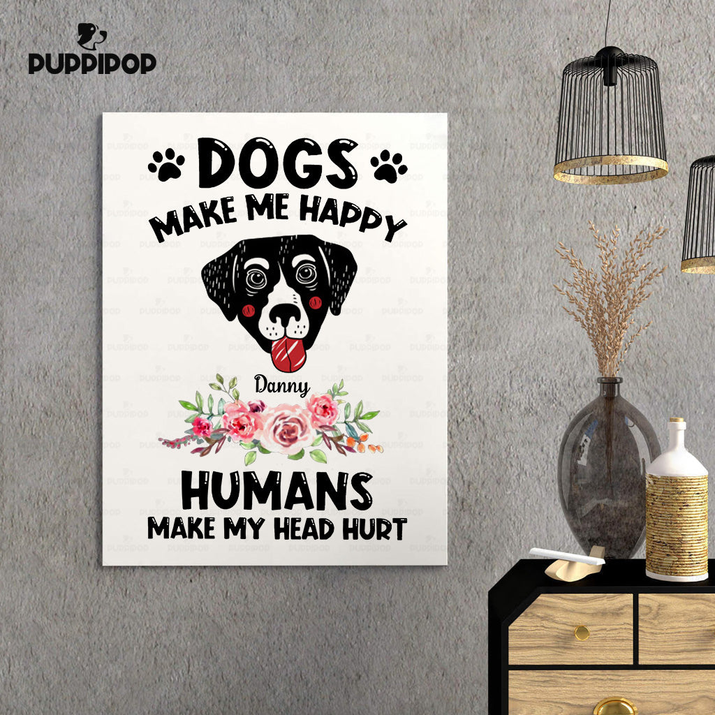 Custom Dog Canvas - Personalized Labrador Makes Me Happy Gift For Dad - Matte Canvas