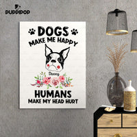 Thumbnail for Custom Dog Canvas - Personalized Boston Terrier Makes Me Happy Gift For Dad - Matte Canvas