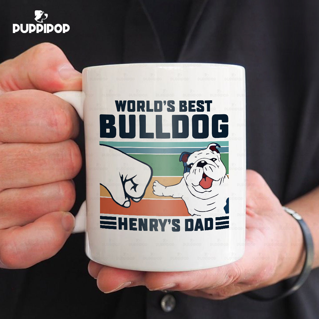 Custom Dog Mug - Personalized World's Best BullDog Dad Gift For Dad - White Mug