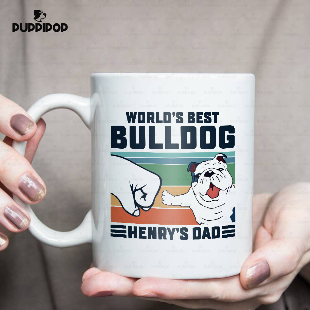 Custom Dog Mug - Personalized World's Best BullDog Dad Gift For Dad - White Mug