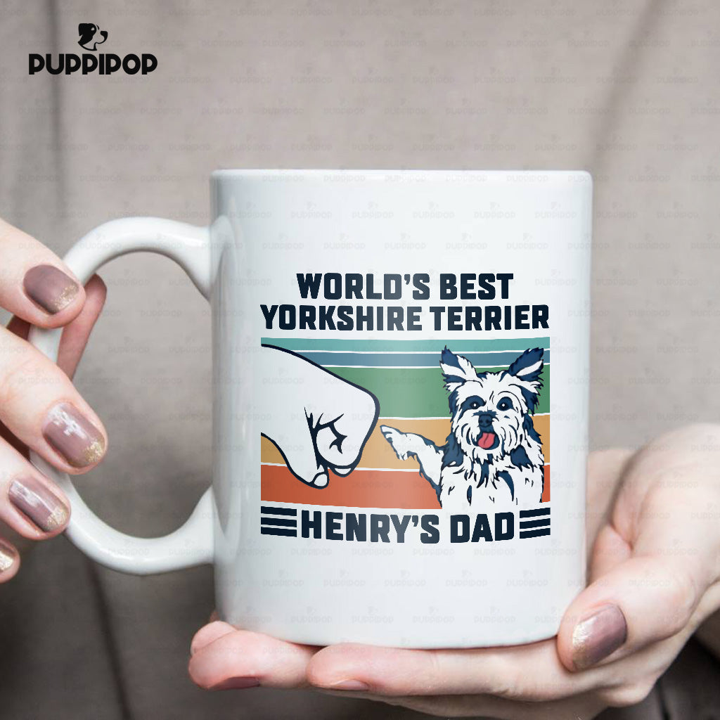 Custom Dog Mug - Personalized World's Best Yorkshire Terrier Dad Gift For Dad - White Mug