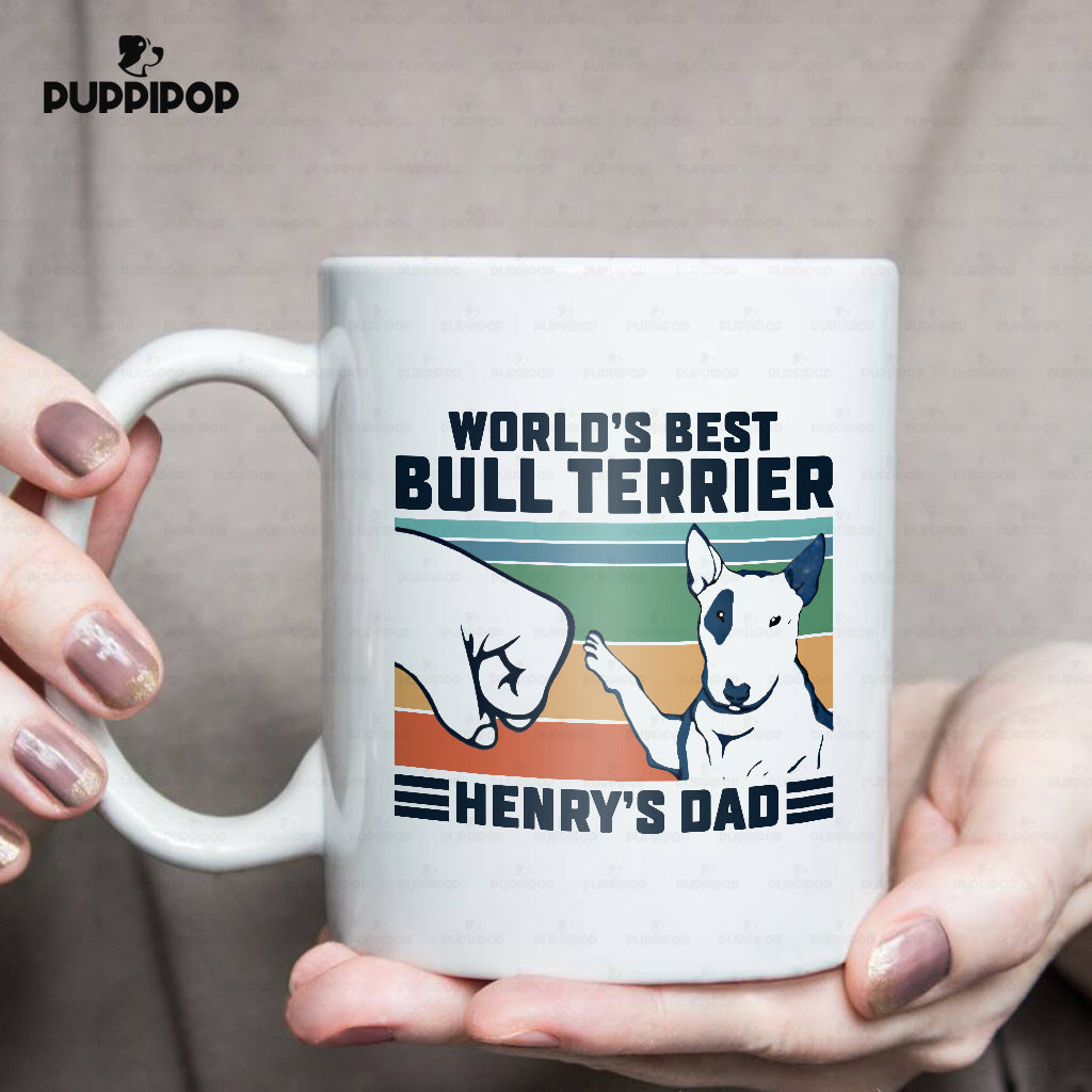 Custom Dog Mug - Personalized World's Best Bull Terrier Dad Gift For Dad - White Mug