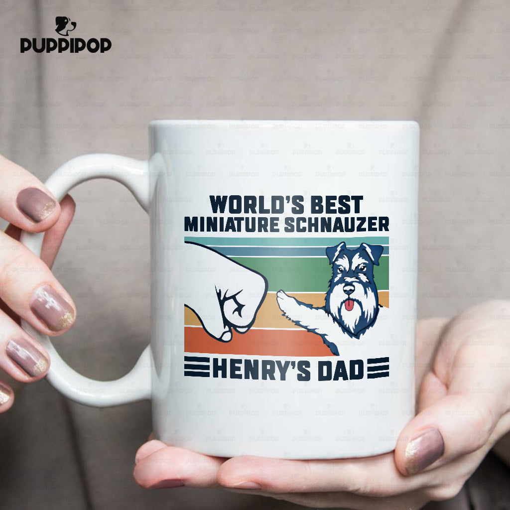 Custom Dog Mug - Personalized World's Best Miniature Schnauzer Dad Gift For Dad - White Mug