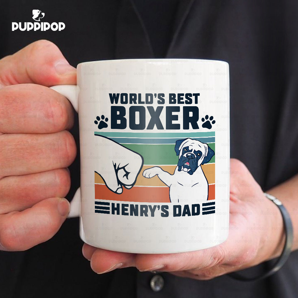 Custom Dog Mug - Personalized World's Best Boxer Dad Gift For Dad - White Mug