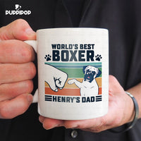 Thumbnail for Custom Dog Mug - Personalized World's Best Boxer Dad Gift For Dad - White Mug