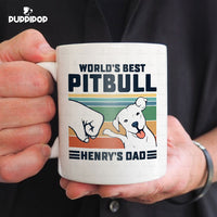 Thumbnail for Custom Dog Mug - Personalized World's Best Pitbull Dad Gift For Dad - White Mug