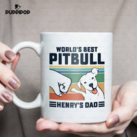 Thumbnail for Custom Dog Mug - Personalized World's Best Pitbull Dad Gift For Dad - White Mug