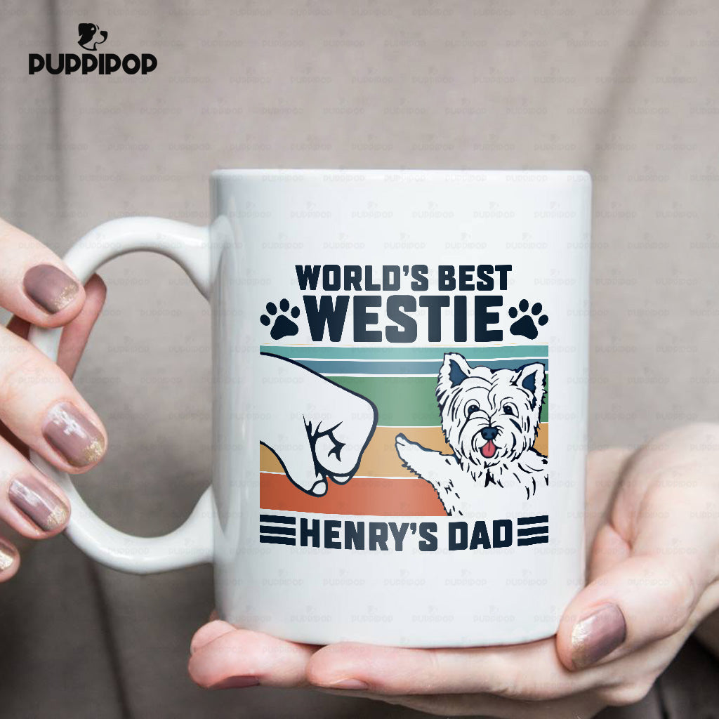 Custom Dog Mug - Personalized World's Best Westie Dad Gift For Dad - White Mug