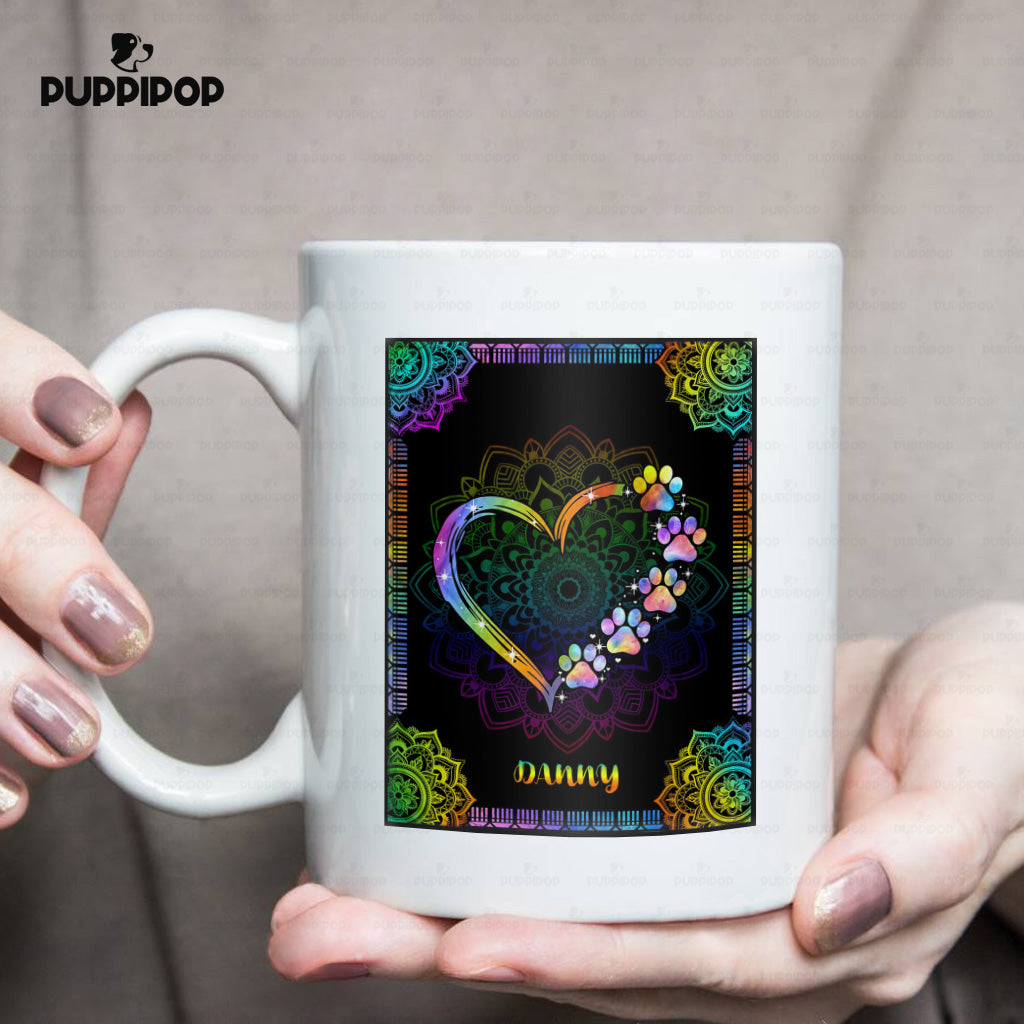 Custom Dog Mug - Personalized Colorful Heart Gift For Dad - White Mug