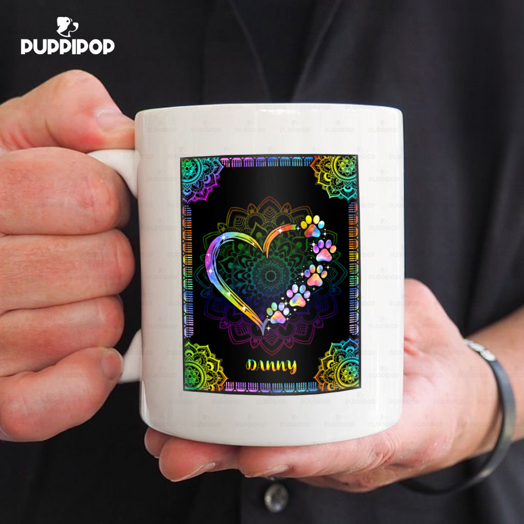 Custom Dog Mug - Personalized Colorful Heart Gift For Dad - White Mug