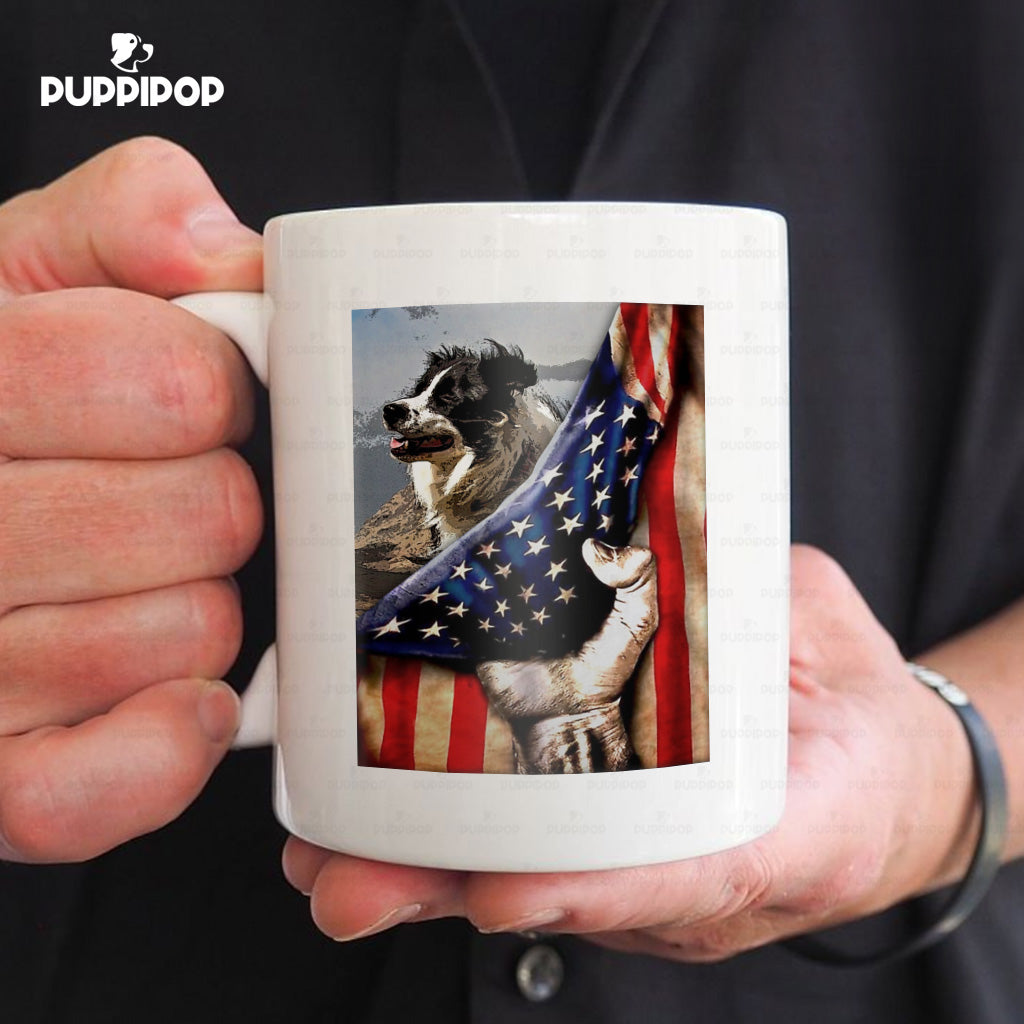 Custom Dog Mug - Personalized American Flag Dog Gift For Dad - White Mug