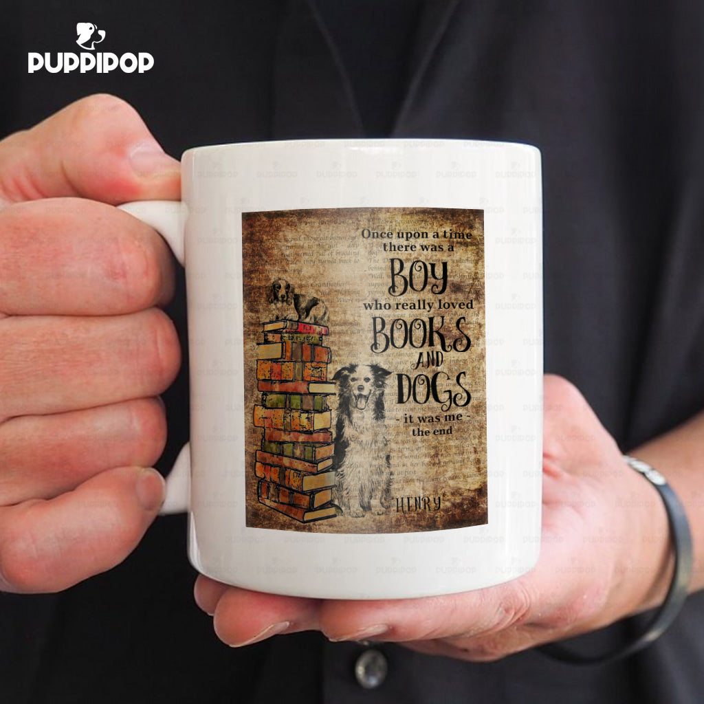Custom Dog Mug - Personalized Boys Who Really Loved Books And Dogs Gift For Dad - White Mug