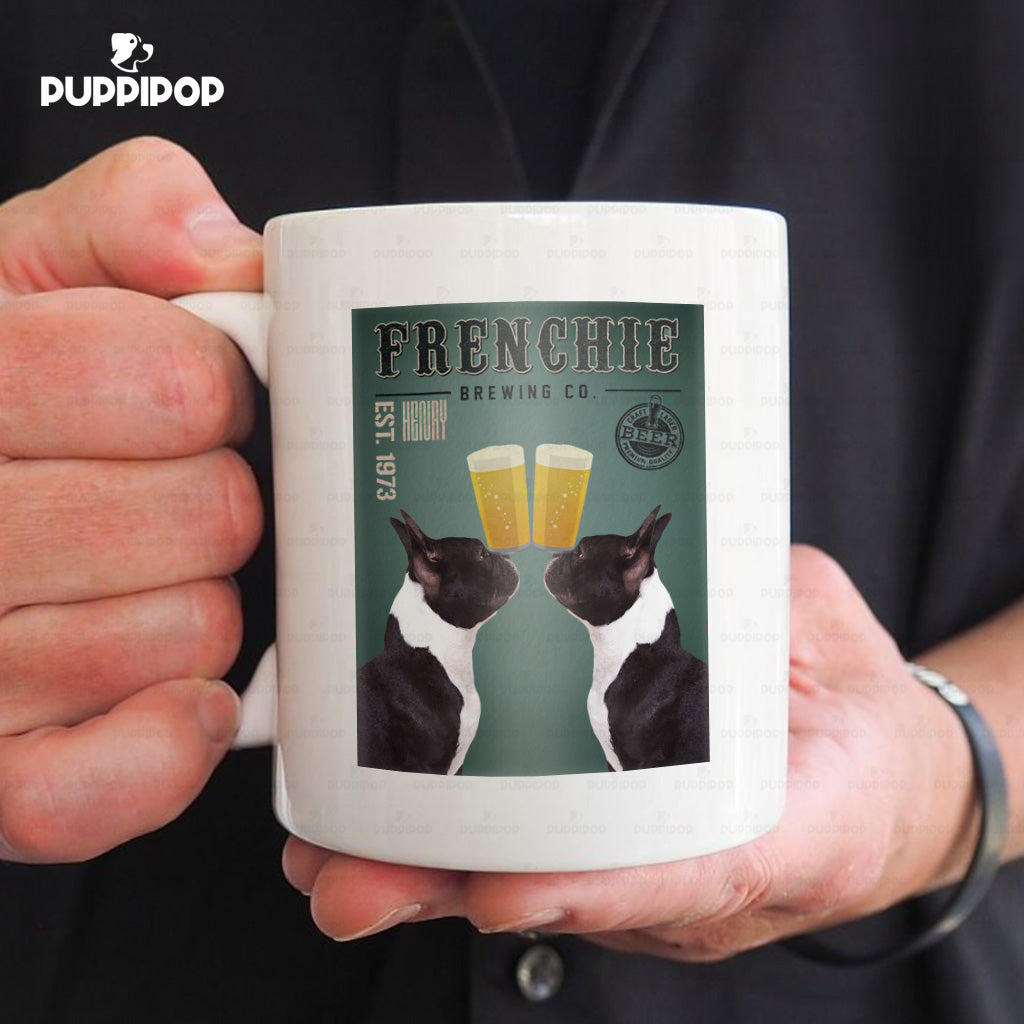 Custom Dog Mug - Personalized Frenchie Dogs And Beer Gift For Dad - White Mug