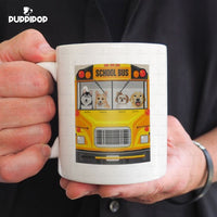 Thumbnail for Custom Dog Mug - Personalized Dog On A School Bus Gift For Dad - White Mug
