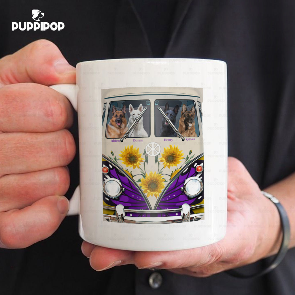 Custom Dog Mug - Personalized Shepherd On A Car Gift For Dad - White Mug
