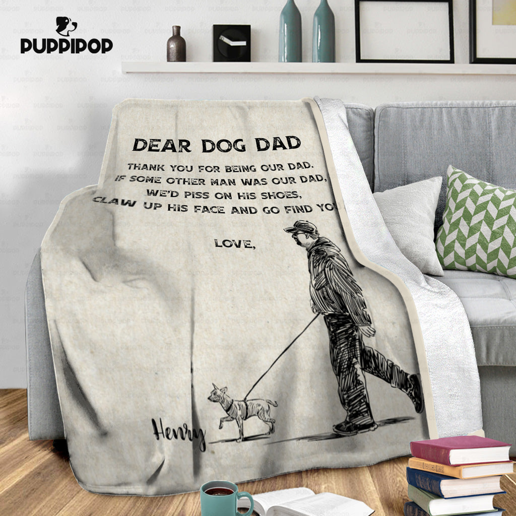 Custom Dog Blanket - Personalized Thank You For Being Our Dad Gift For Dad - Fleece Blanket