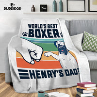 Thumbnail for Custom Dog Blanket - Personalized Best Boxer Gift For Dad - Fleece Blanket