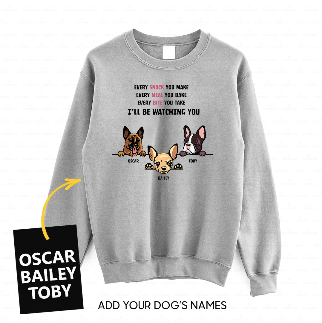 Personalized Dog Gift Idea - 3 Dog Every Snack You Make 1 For Dog Lovers - Standard Crew Neck Sweatshirt