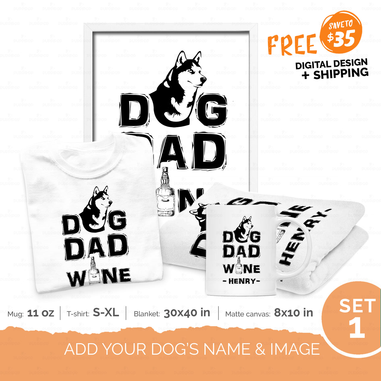 Personalized Gift Bundle - Dog Dad Wine For Puppy Lovers - Premium Happy Ever After